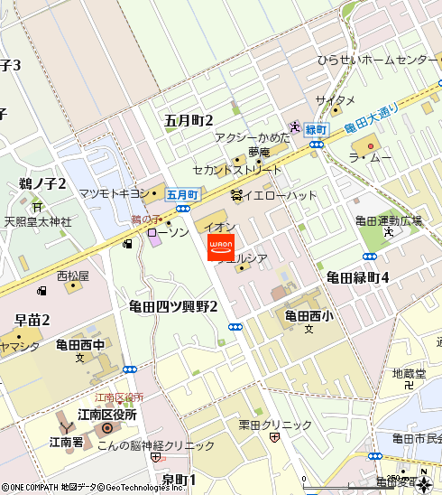 イオン亀田店付近の地図